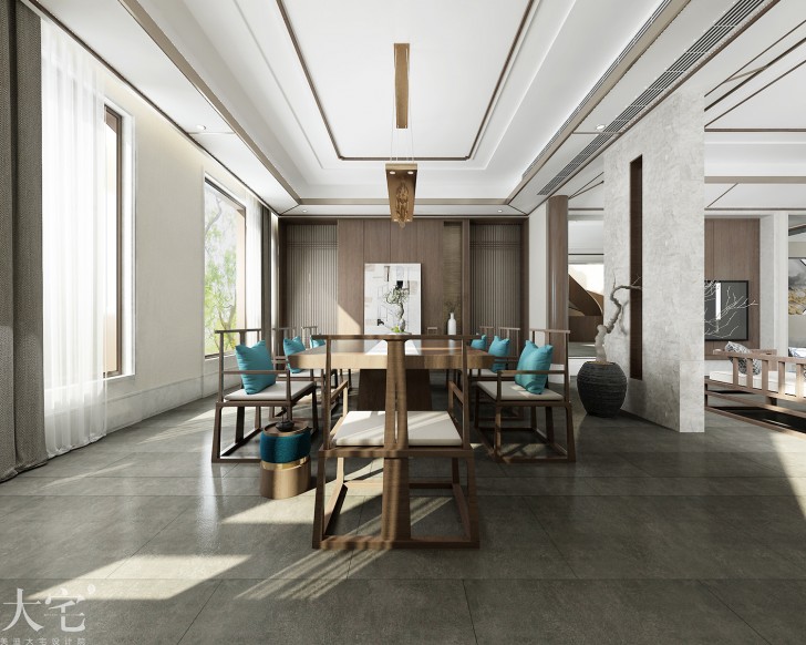 提亞納灣700平方米新中式風(fēng)格案例效果圖-餐廳