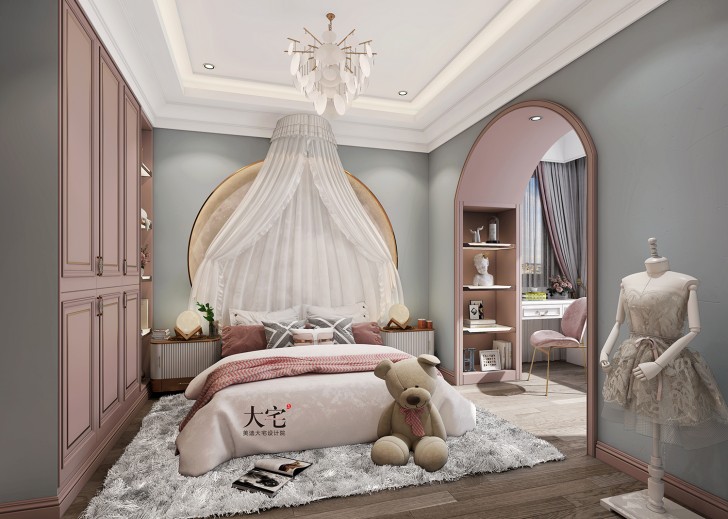 龍湖湘風(fēng)原著260平方米簡美風(fēng)格案例效果圖-臥室