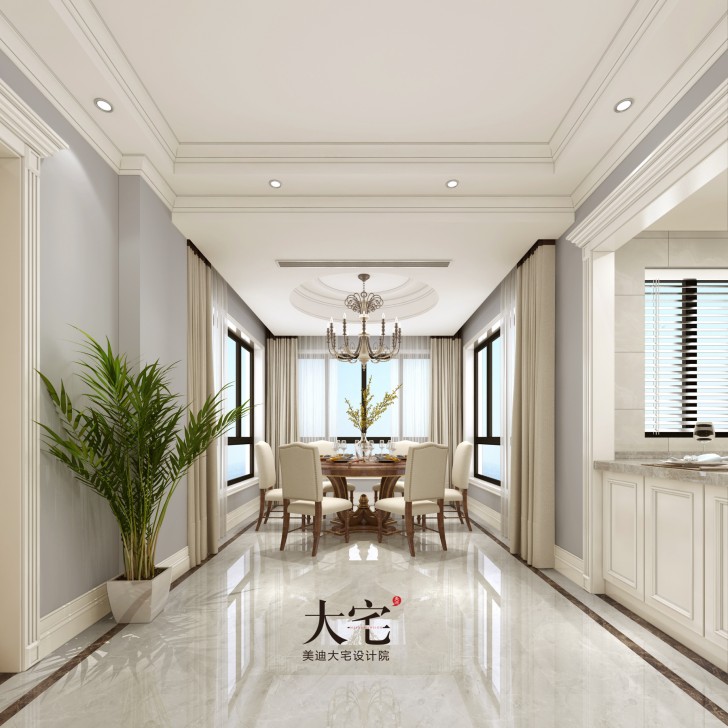 北大資源理想家園260平方米簡美風(fēng)格案例效果圖-客廳