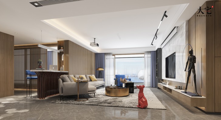 湘江壹號(hào)245平方米現(xiàn)代風(fēng)格案例效果圖-客廳