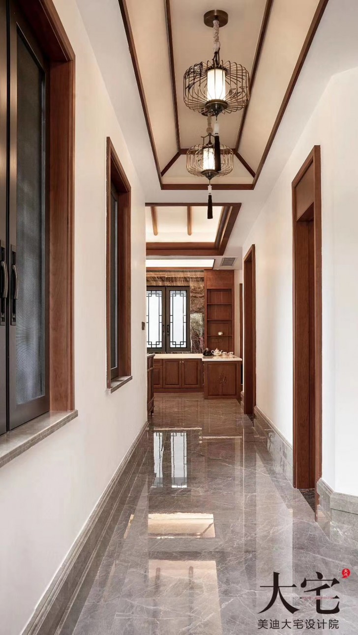 綠城青竹園桃李春風185平方米新中式風格案例效果圖-過道