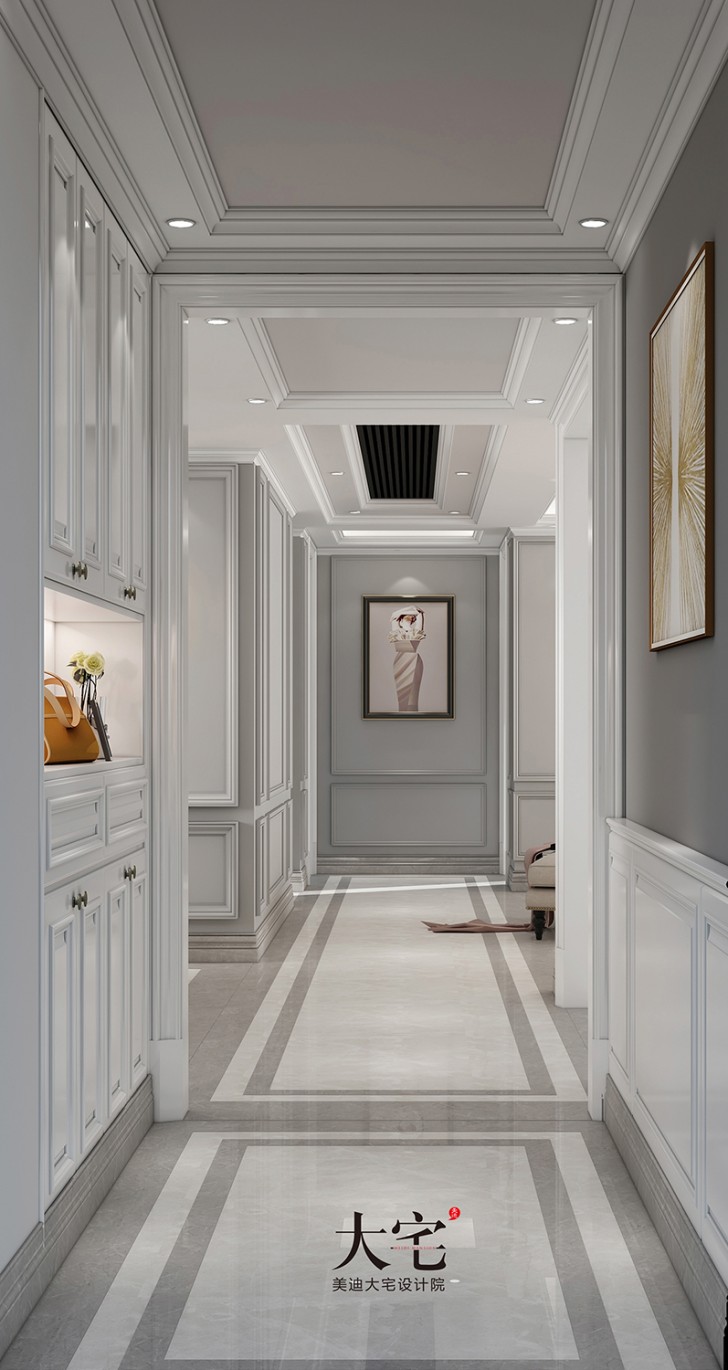 湘江壹號220平方米簡美風(fēng)格案例效果圖-過道