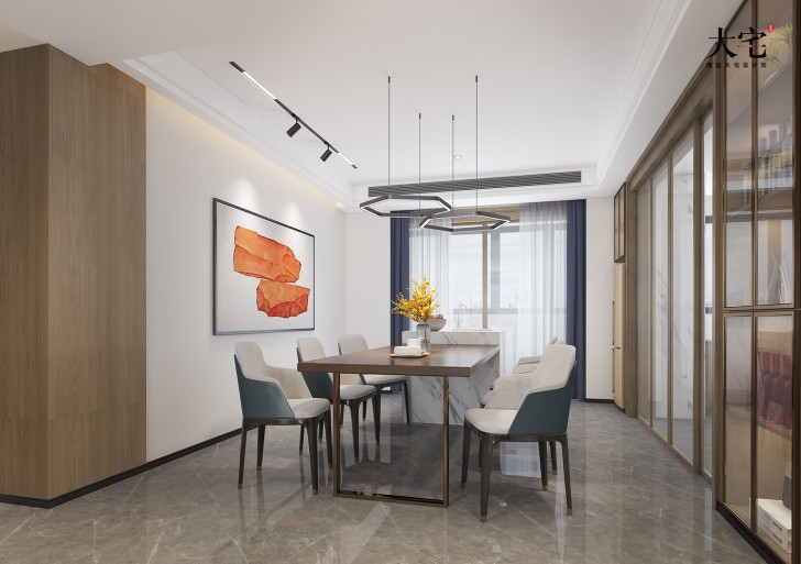 湘江壹號(hào)245平方米現(xiàn)代風(fēng)格案例效果圖-餐廳