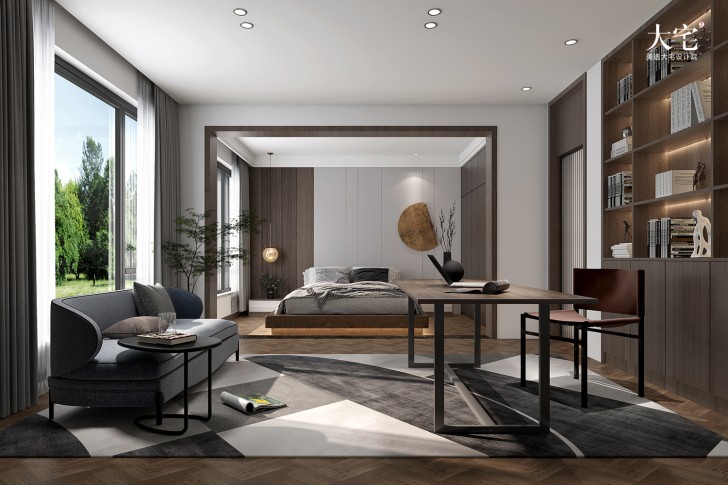 橘郡禮頓山620平方米中式風(fēng)格案例效果圖-起居室