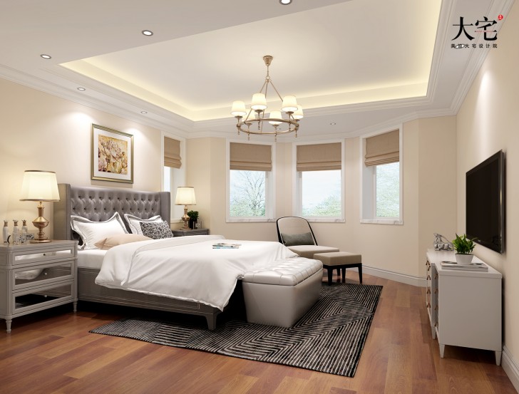 青竹園云樹苑800平方米現(xiàn)代輕奢風(fēng)格案例效果圖-臥室