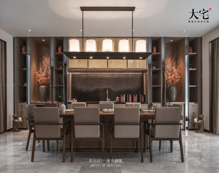 云南拾翠沉香483平方米新中式風(fēng)格樣板間案例效果圖-餐廳