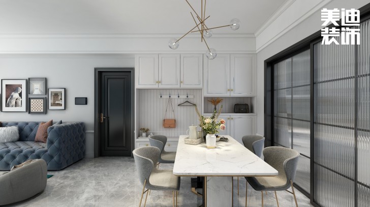 洋湖十八克拉130平方米法式輕奢風(fēng)格案例效果圖—餐廳