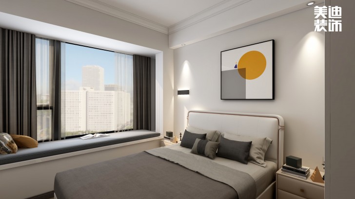 富興匯中央130㎡新中式風(fēng)裝修案例效果圖—臥室