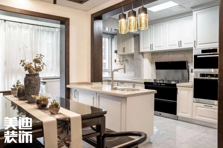 五礦.紫湖香醍150㎡新中式風(fēng)格實(shí)景效果圖—廚房