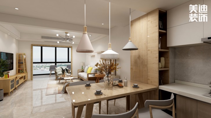 湘翰御舍88㎡日式風格案例效果圖—餐廳