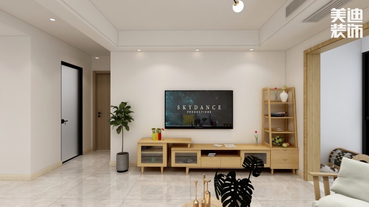 湘翰御舍88㎡日式風格案例效果圖—客廳