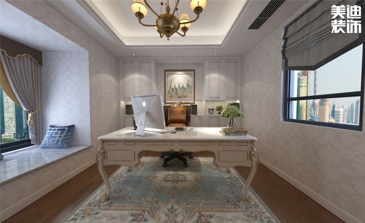 云頂翠峰137㎡歐式風(fēng)格案例效果圖—書(shū)房