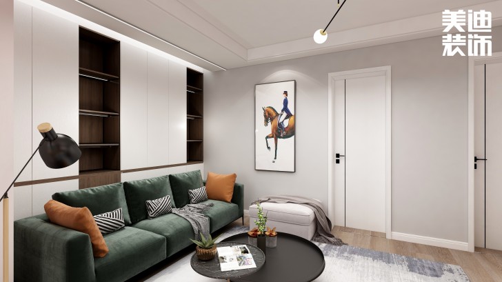 湘農(nóng)橋社區(qū)120㎡輕奢風(fēng)格案例效果圖—客廳