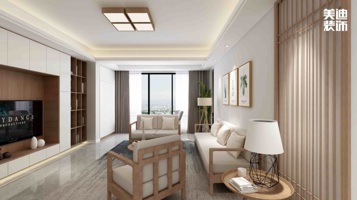 清溪川9號140㎡日式風格案例效果圖-客廳