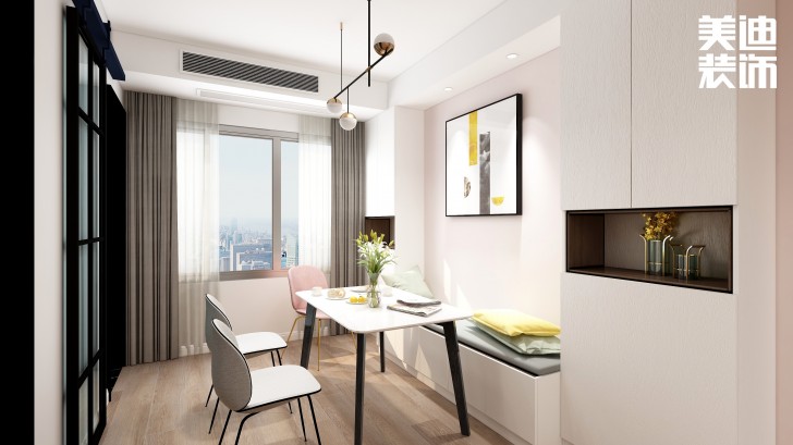 湘農(nóng)橋社區(qū)120㎡輕奢風(fēng)格案例效果圖—餐廳