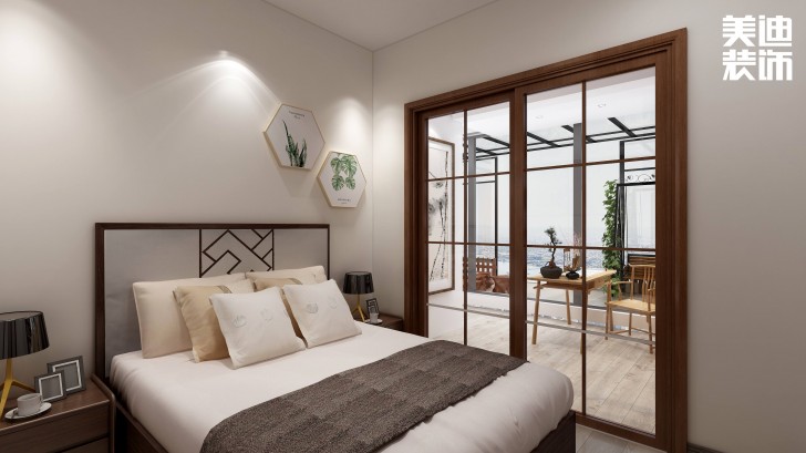 合能楓丹麗舍140㎡中式風(fēng)格案例效果圖—臥室