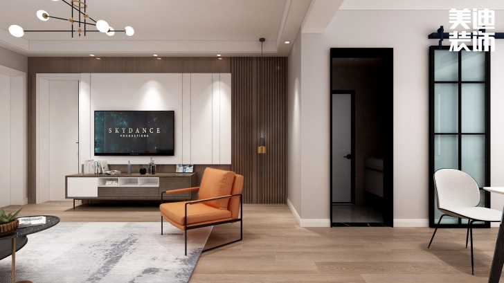 湘農(nóng)橋社區(qū)120㎡輕奢風(fēng)格案例效果圖—客廳