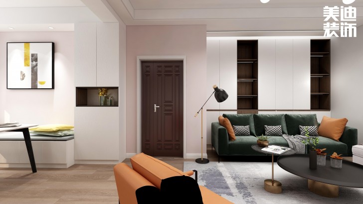 湘農(nóng)橋社區(qū)120㎡輕奢風(fēng)格案例效果圖—客廳