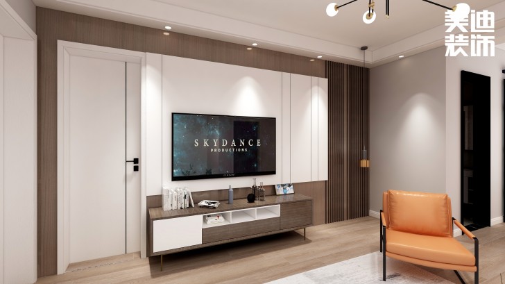 湘農(nóng)橋社區(qū)120㎡輕奢風(fēng)格案例效果圖—客廳