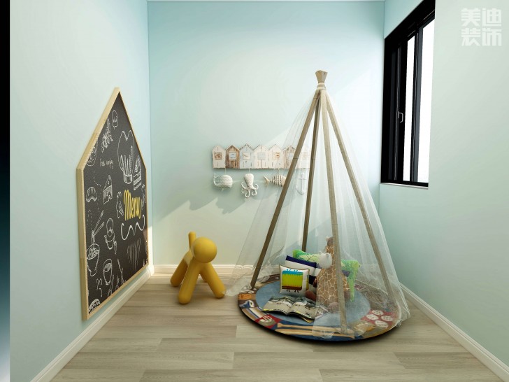 時代港灣89㎡復(fù)古風(fēng)格案例效果圖-兒童房
