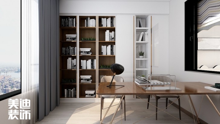 湘農(nóng)橋社區(qū)120㎡輕奢風(fēng)格案例效果圖—書(shū)房