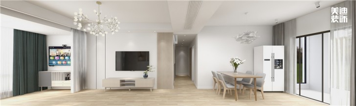 明昇壹城130㎡簡(jiǎn)約風(fēng)格案例效果圖—客廳