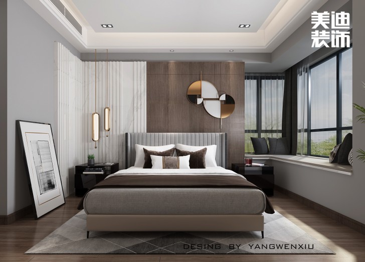 華天雅苑300㎡現(xiàn)代輕奢風(fēng)格案例效果圖—臥室