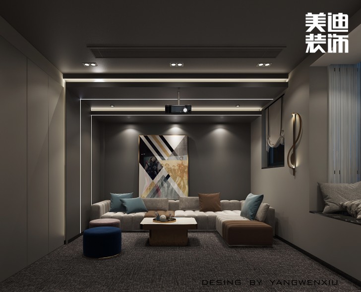 華天雅苑300㎡現(xiàn)代輕奢風(fēng)格案例效果圖—客廳