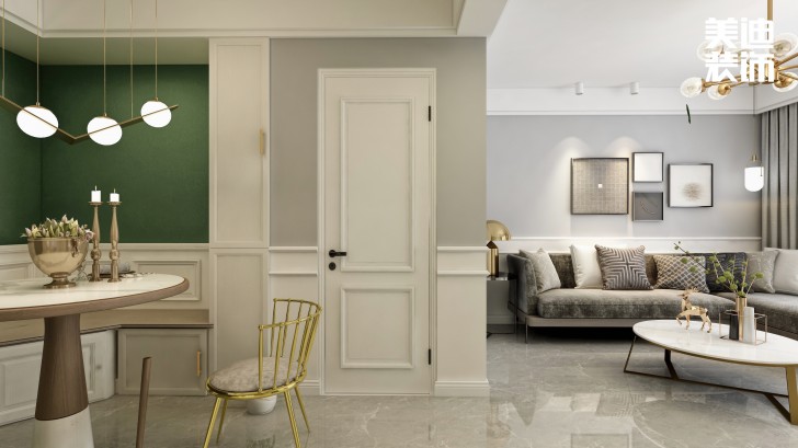 和立星雅苑75㎡北歐輕奢風(fēng)格案例效果圖—餐廳