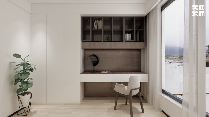 梅溪香山134㎡現(xiàn)代極簡(jiǎn)風(fēng)格裝修案例效果圖—書(shū)房
