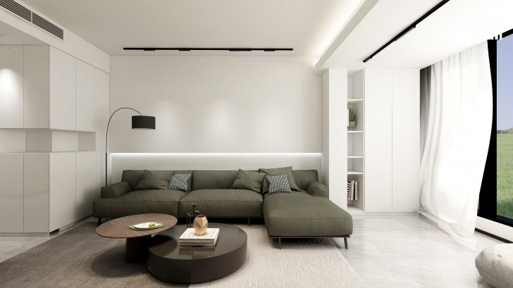 梅溪香山134㎡現(xiàn)代極簡(jiǎn)風(fēng)格裝修案例效果圖—客廳