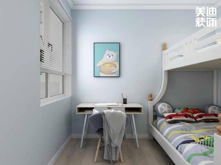 五礦萬境水岸95㎡北歐輕奢風(fēng)格案例效果圖—臥室