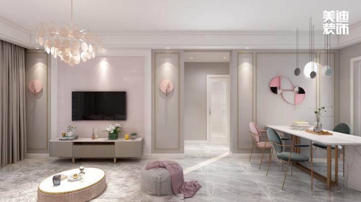 平吉上苑82㎡北歐風(fēng)格裝修案例效果圖—客廳