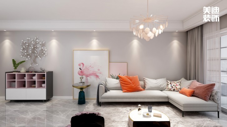 平吉上苑82㎡北歐風(fēng)格裝修案例效果圖—客廳