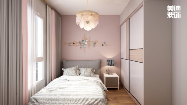 平吉上苑82㎡北歐風(fēng)格裝修案例效果圖—臥室
