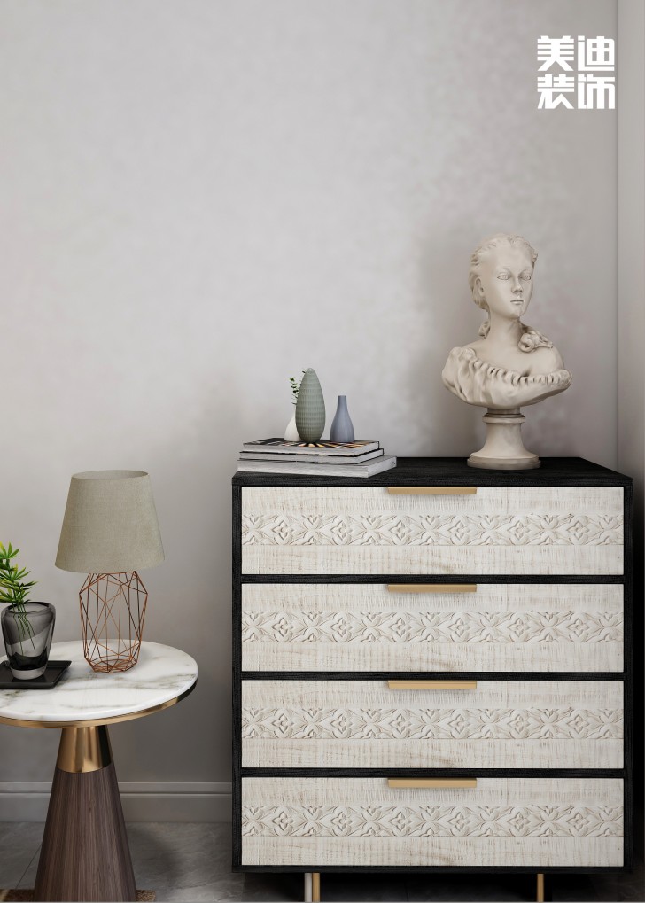 五礦萬境水岸95㎡北歐輕奢風(fēng)格案例效果圖—客廳