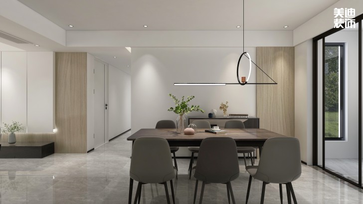 梅溪香山134㎡現(xiàn)代極簡(jiǎn)風(fēng)格裝修案例效果圖—餐廳