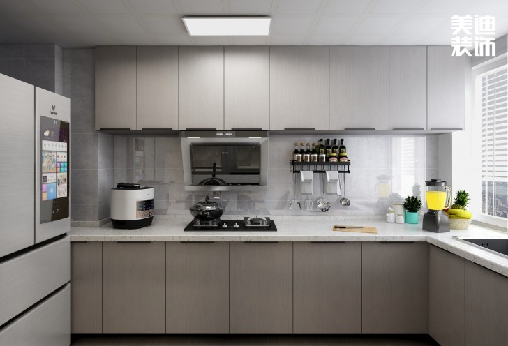 五礦萬境水岸95㎡北歐輕奢風(fēng)格案例效果圖—廚房