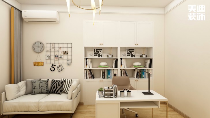 銀桂苑140㎡簡(jiǎn)約風(fēng)裝修案例效果圖—書(shū)房