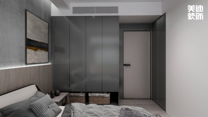 金鷹小區(qū)130㎡極簡風裝修案例效果圖-臥室
