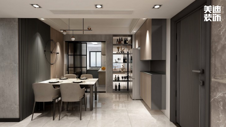 金鷹小區(qū)130㎡極簡風裝修案例效果圖-餐廳