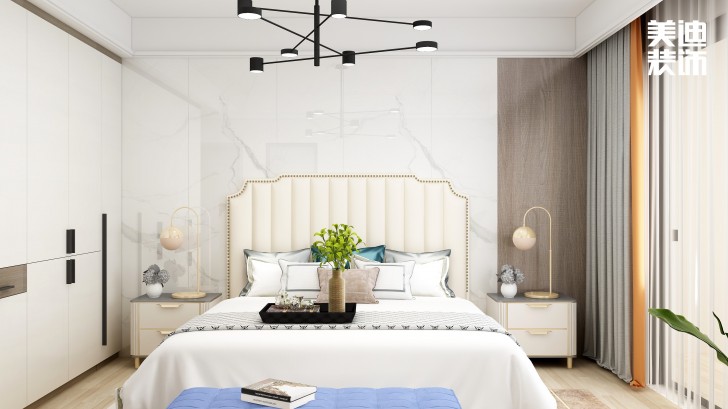 富灣國際320㎡現(xiàn)代輕奢風(fēng)裝修案例效果圖-臥室