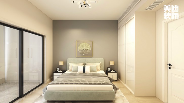 明昇壹城140㎡極簡風(fēng)裝修案例效果圖-臥室