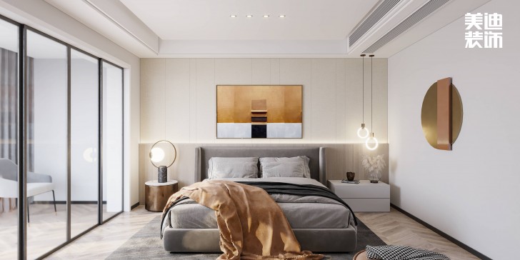 浪琴山680㎡現(xiàn)代極簡風(fēng)裝修案例效果圖-臥室