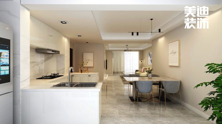 明昇壹城140㎡極簡風(fēng)裝修案例效果圖-餐廳