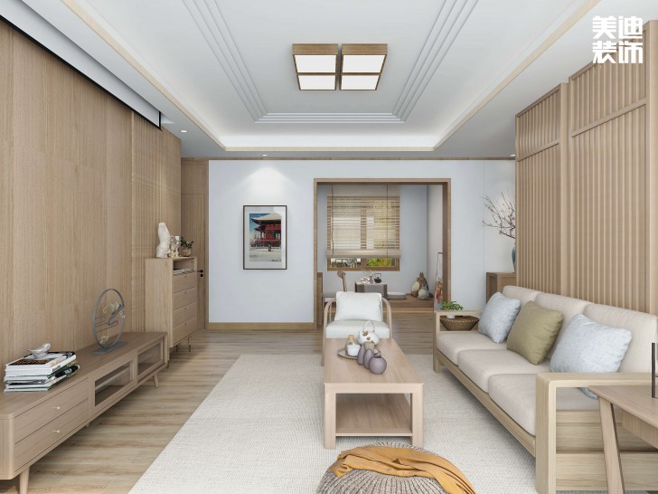 保利花園120㎡日式風(fēng)裝修案例效果圖-客廳