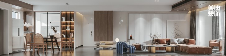 龍湖龍湖璟宸126㎡現(xiàn)代極簡(jiǎn)風(fēng)裝修案例效果圖-客廳