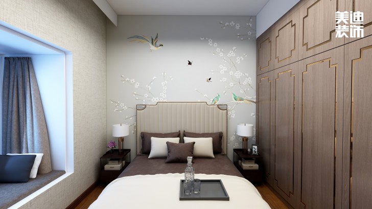 御文臺(tái)133㎡新中式風(fēng)裝修案例效果圖-臥室