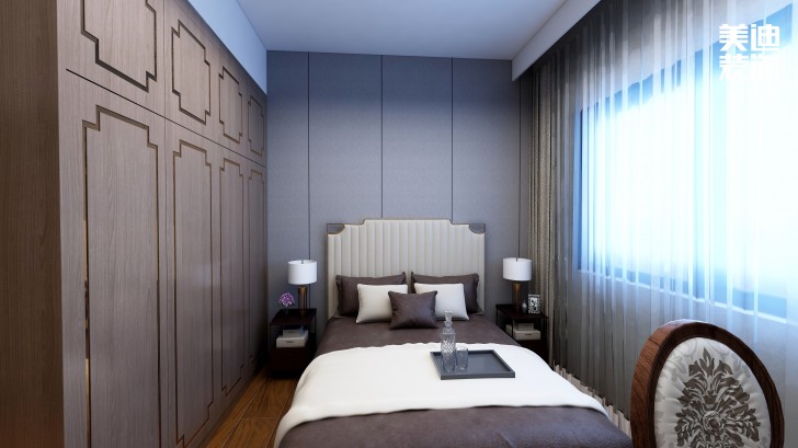 御文臺(tái)133㎡新中式風(fēng)裝修案例效果圖-臥室
