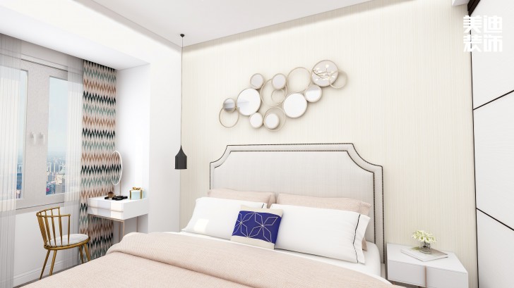 金鷹玖龍山89㎡現(xiàn)代黑白灰風裝修案例效果圖-臥室